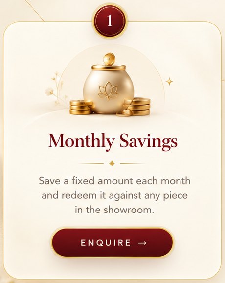 Monthly Savings: Save a fixed amount each month and redeem it against any piece in the showroom.