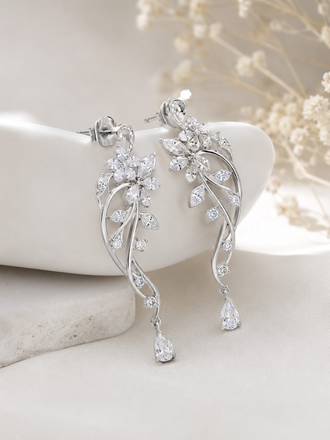 Silver drop earrings